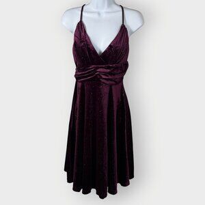 D&M Fit Flare Dress | M | Deep Purple Glitter Velour | Whimsigoth Dark Romantic